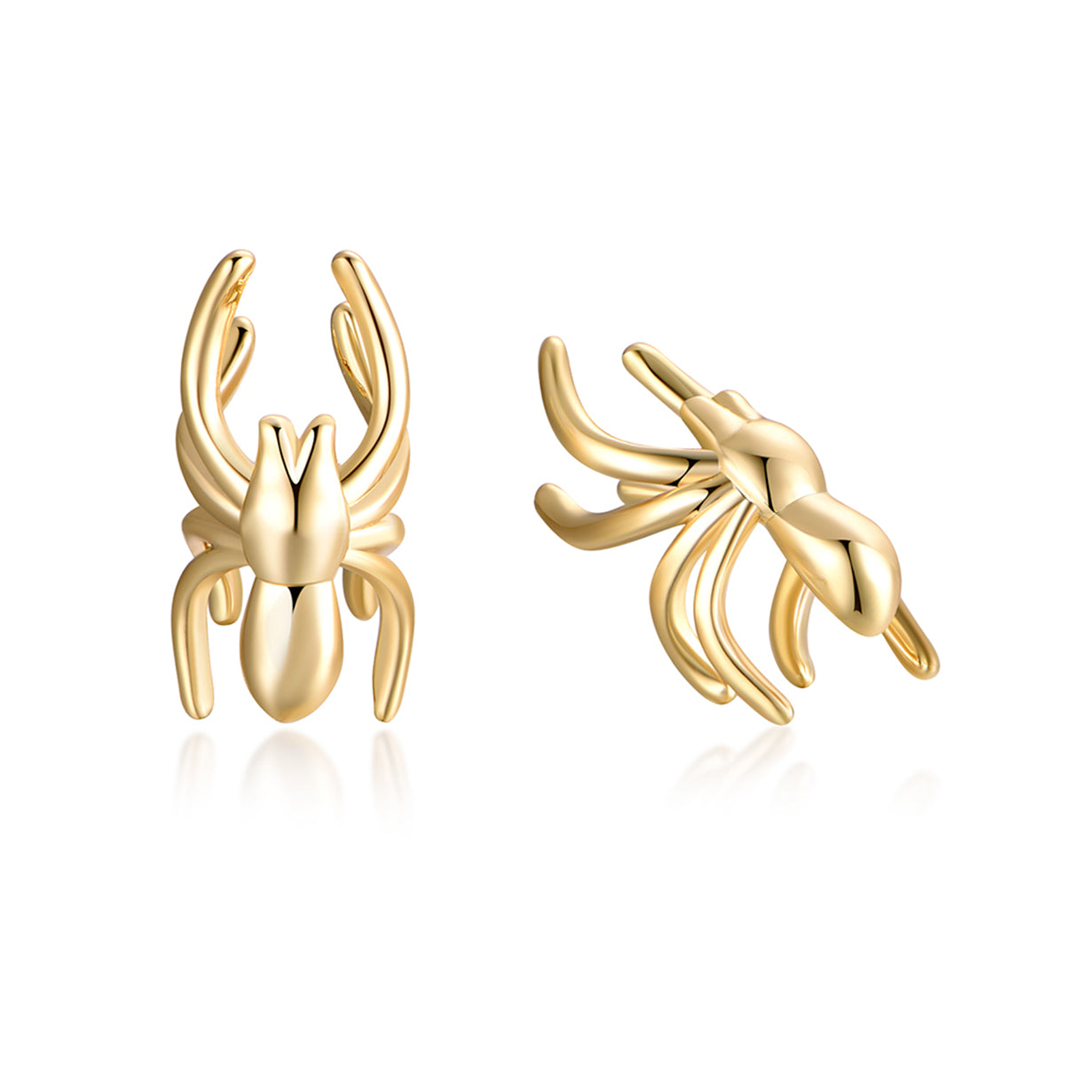 18K Gold-Plated Spider Ear Cuffs, gold stud earrings for women, elegant gift for her, front view