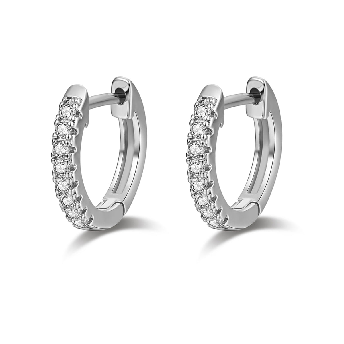 Cubic Zirconia & Silver-Plated Huggie Earring