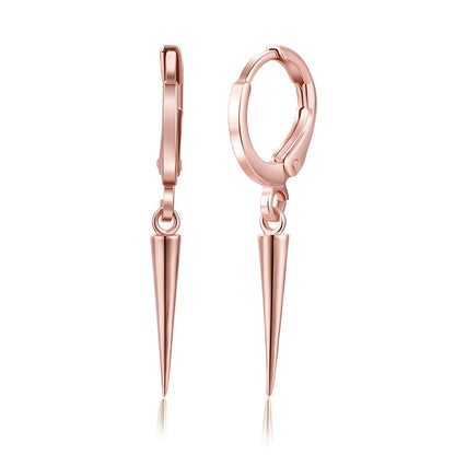18K Rose Gold-Plated Awl Huggie Earrings, rose gold huggie earrings, botanical inspired, front view