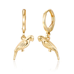 Stunning 18K gold-plated parrot huggie earrings, perfect for adding a touch of elegance to any outfit.