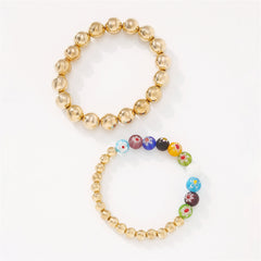 Blue Resin & 18K Gold-Plated Bead Stretch Bracelet Set