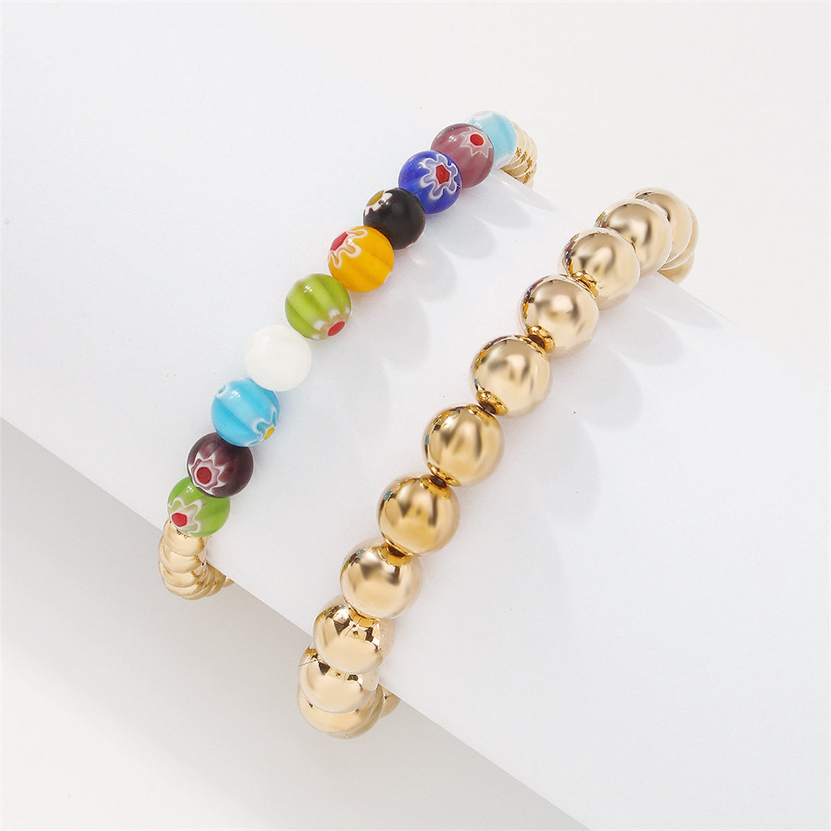 Blue Resin & 18K Gold-Plated Bead Stretch Bracelet Set