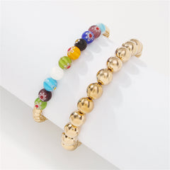 Blue Resin & 18K Gold-Plated Bead Stretch Bracelet Set