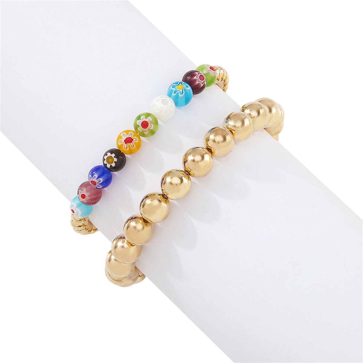 Blue Resin & 18K Gold-Plated Bead Stretch Bracelet Set