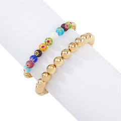 Blue Resin & 18K Gold-Plated Bead Stretch Bracelet Set