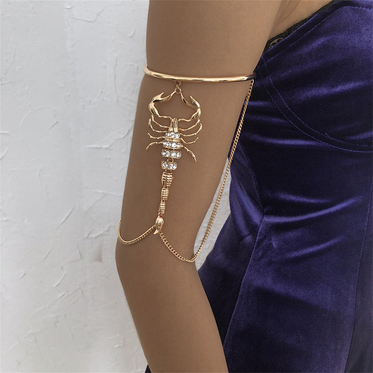 Cubic Zirconia & 18K Gold-Plated Scorpion Tassel Arm Cuff