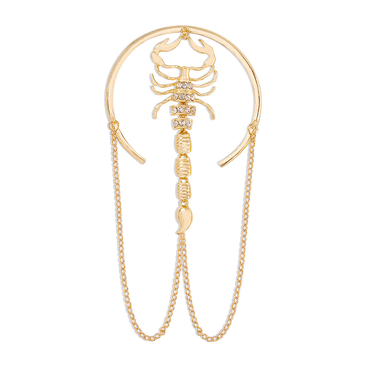 Cubic Zirconia & 18K Gold-Plated Scorpion Tassel Arm Cuff