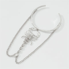 Cubic Zirconia & Silver-Plated Scorpion Tassel Arm Cuff