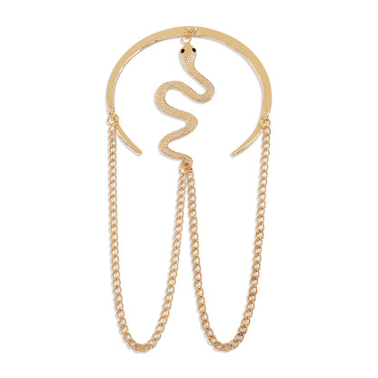 18K Gold-Plated Textured Snake Chain Arm Cuff, vintage-inspired design, side view