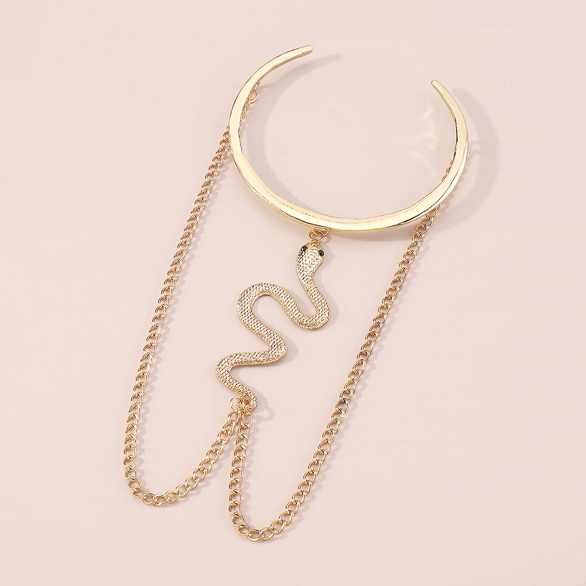 18K Gold-Plated Textured Snake Chain Arm Cuff, vintage-inspired design, detail close-up
