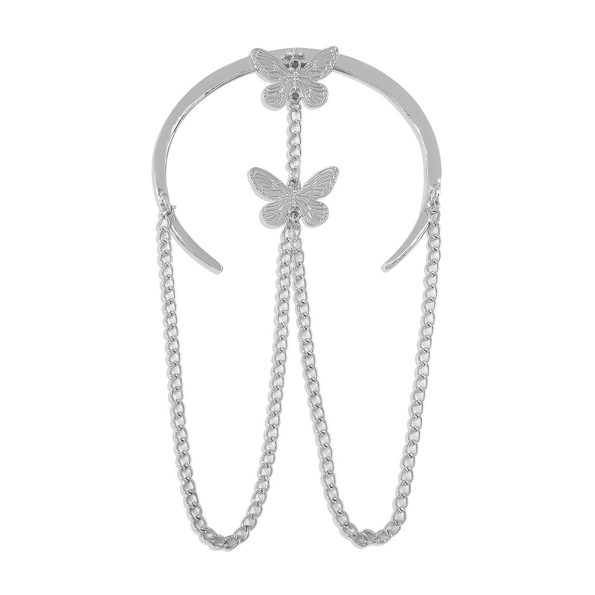 Silver-Plated Butterfly Chain Arm Cuff