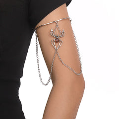 Crystal & Silver-Plated Spider Chain Arm Cuff