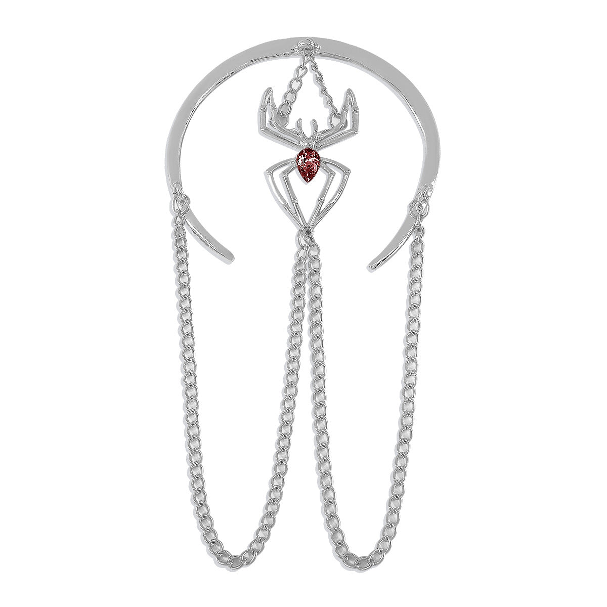 Crystal and Silver-Plated Spider Chain Arm Cuff, dainty minimalist design, side view