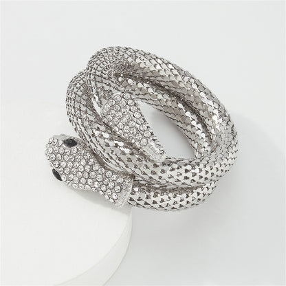 Cubic Zirconia and Silver-Plated Snake Wrap Bracelet, silver bracelet for women, elegant gift for her, lifestyle look