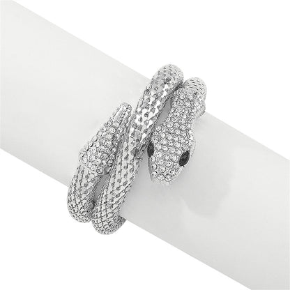 Cubic Zirconia and Silver-Plated Snake Wrap Bracelet, silver bracelet for women, elegant gift for her, styled look