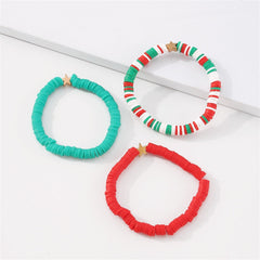 Teal Polymer Clay & 18K Gold-Plated Star Stretch Bracelet Set