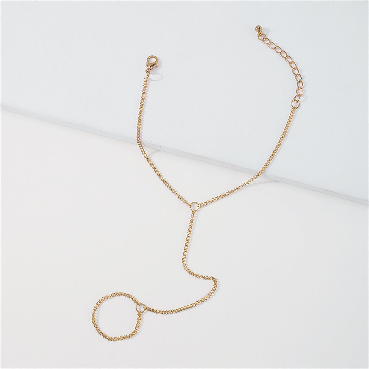 18K Gold-Plated Wrist-To-Ring Chain Bracelet, gold bracelet for women, botanical inspired, lifestyle look