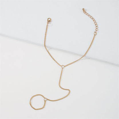 18K Gold-Plated Wrist-To-Ring Chain Bracelet, gold bracelet for women, botanical inspired, lifestyle look