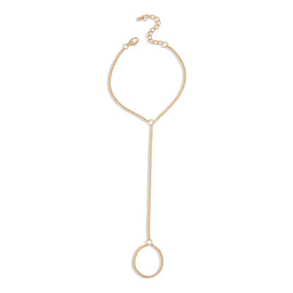 18K Gold-Plated Wrist-To-Ring Chain Bracelet, gold bracelet for women, botanical inspired, styled look