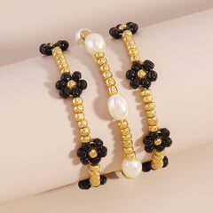 Black Howlite & Pearl Mum Stretch Bracelet Set