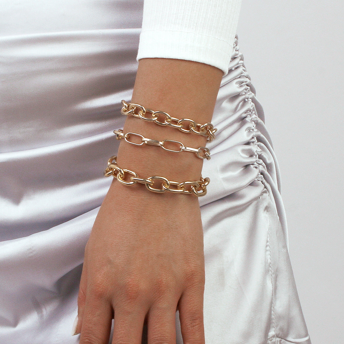18K Gold-Plated Cable Chain Bracelet Set