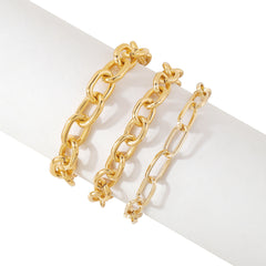 18K Gold-Plated Cable Chain Bracelet Set