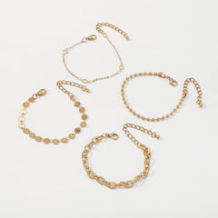 Crystal & 18K Gold-Plated Sequin Beaded Chain Bracelet Set