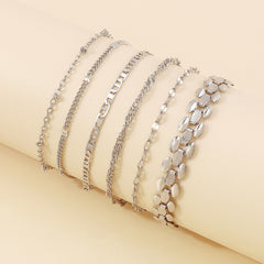 Silver-Plated Watch Belt Bracelet Set