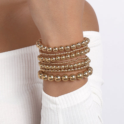 18K Gold-Plated Beaded Stretch Bracelet Set, jewelry gift sets for women, everyday style, styled look