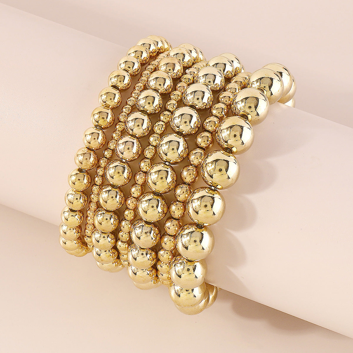 18K Gold-Plated Beaded Stretch Bracelet Set