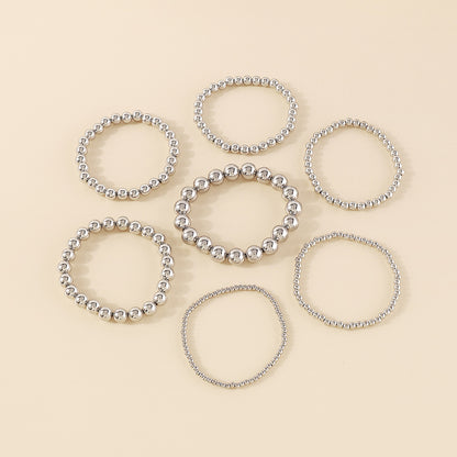 Silver-Plated Beaded Stretch Bracelet Set, jewelry gift sets for women, elegant gift for her, styled look