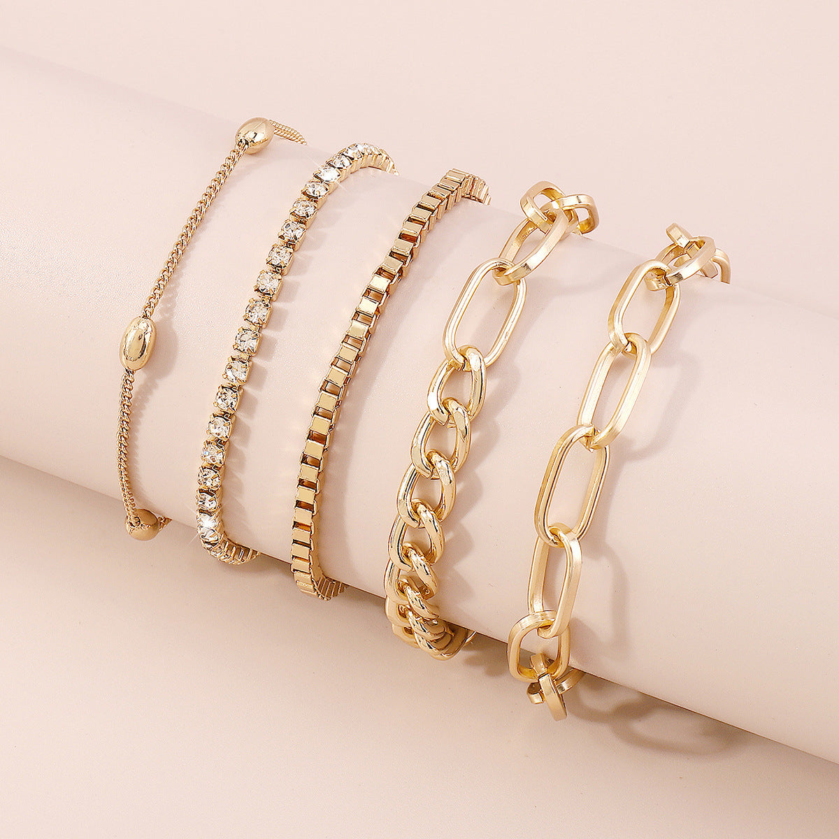 Cubic Zirconia & 18K Gold-Plated Tennis Cable Chain Bracelet Set