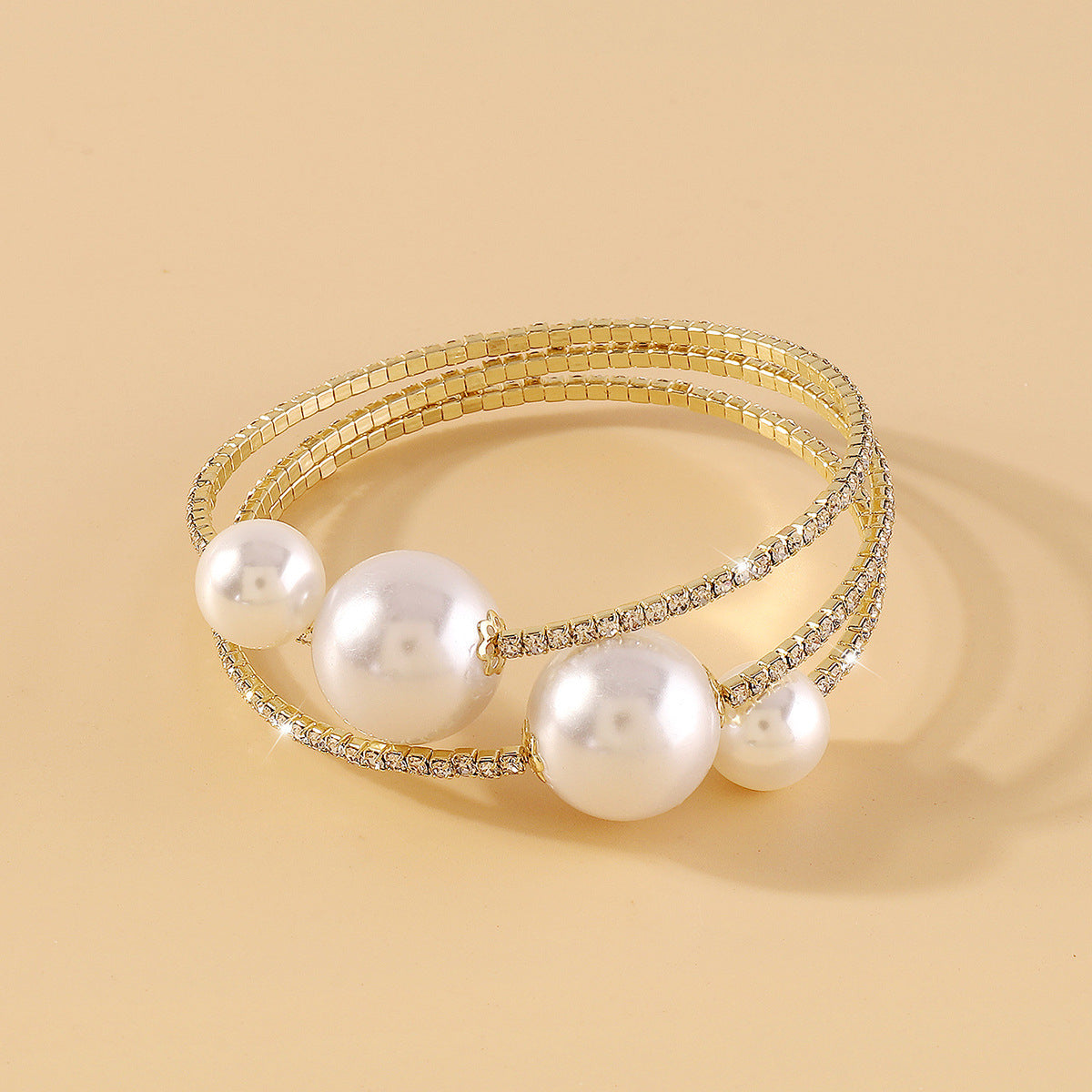 Pearl & Cubic Zirconia 18K Gold-Plated Wrap Bracelet