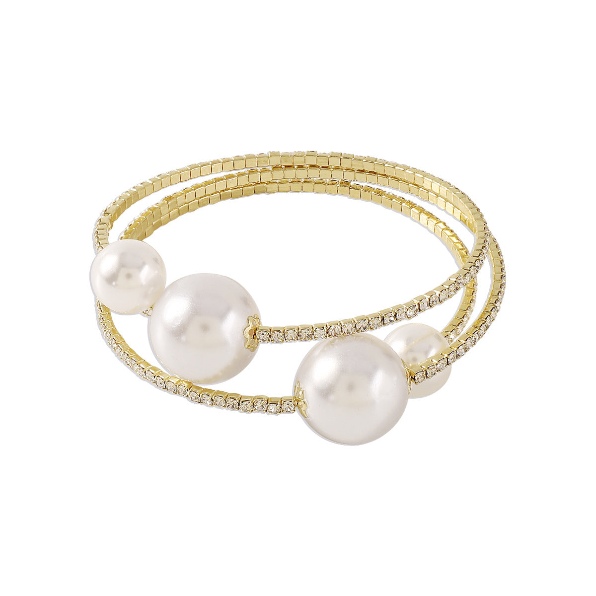 Pearl and Cubic Zirconia 18K Gold-Plated Wrap Bracelet, gold bracelet for women, elegant gift for her, styled look