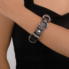 Black Polystyrene & Silver-Plated Station Bracelet