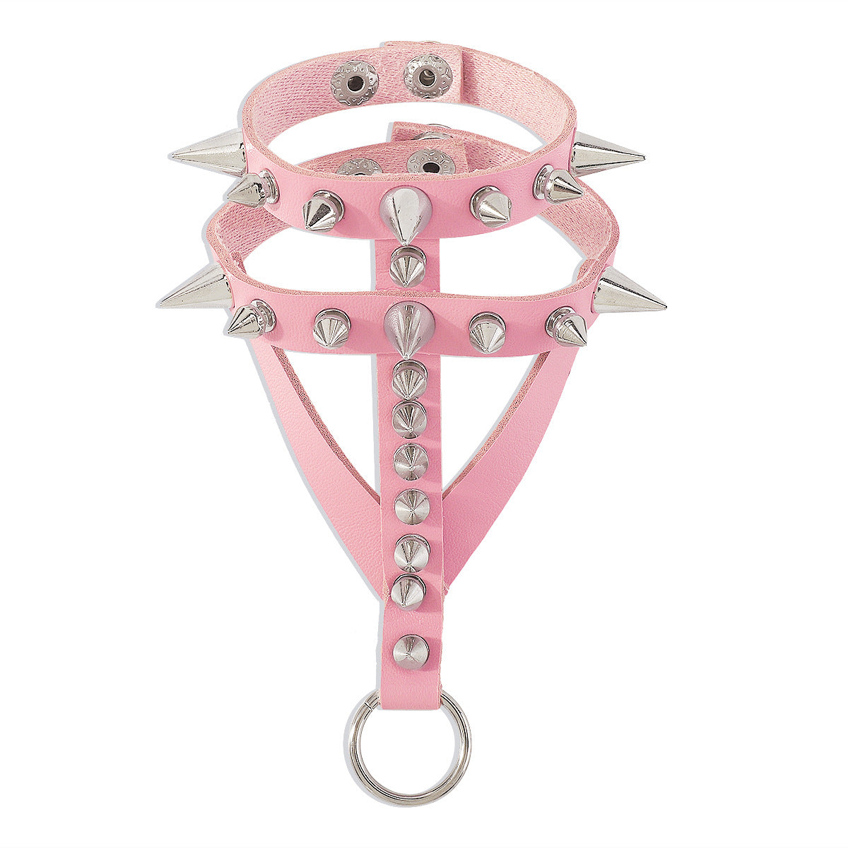 Pink Polystyrene & Silver-Plated Spike Wrist-To-Finger Bracelet