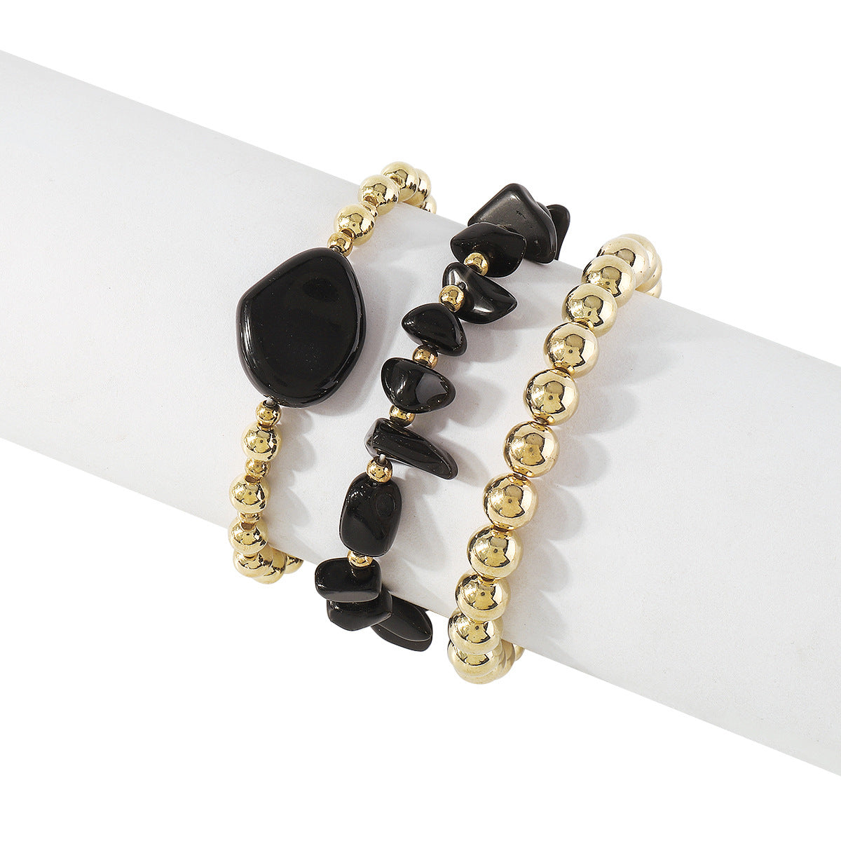 Black Resin & 18K Gold-Plated Bead Stretch Bracelet