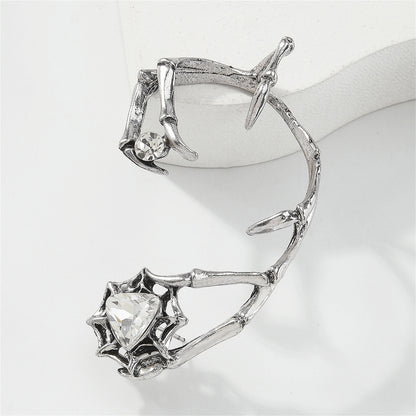 Crystal and Cubic Zirconia Silver-Plated Claw Ear Cuff, silver stud earrings for women, lifestyle look