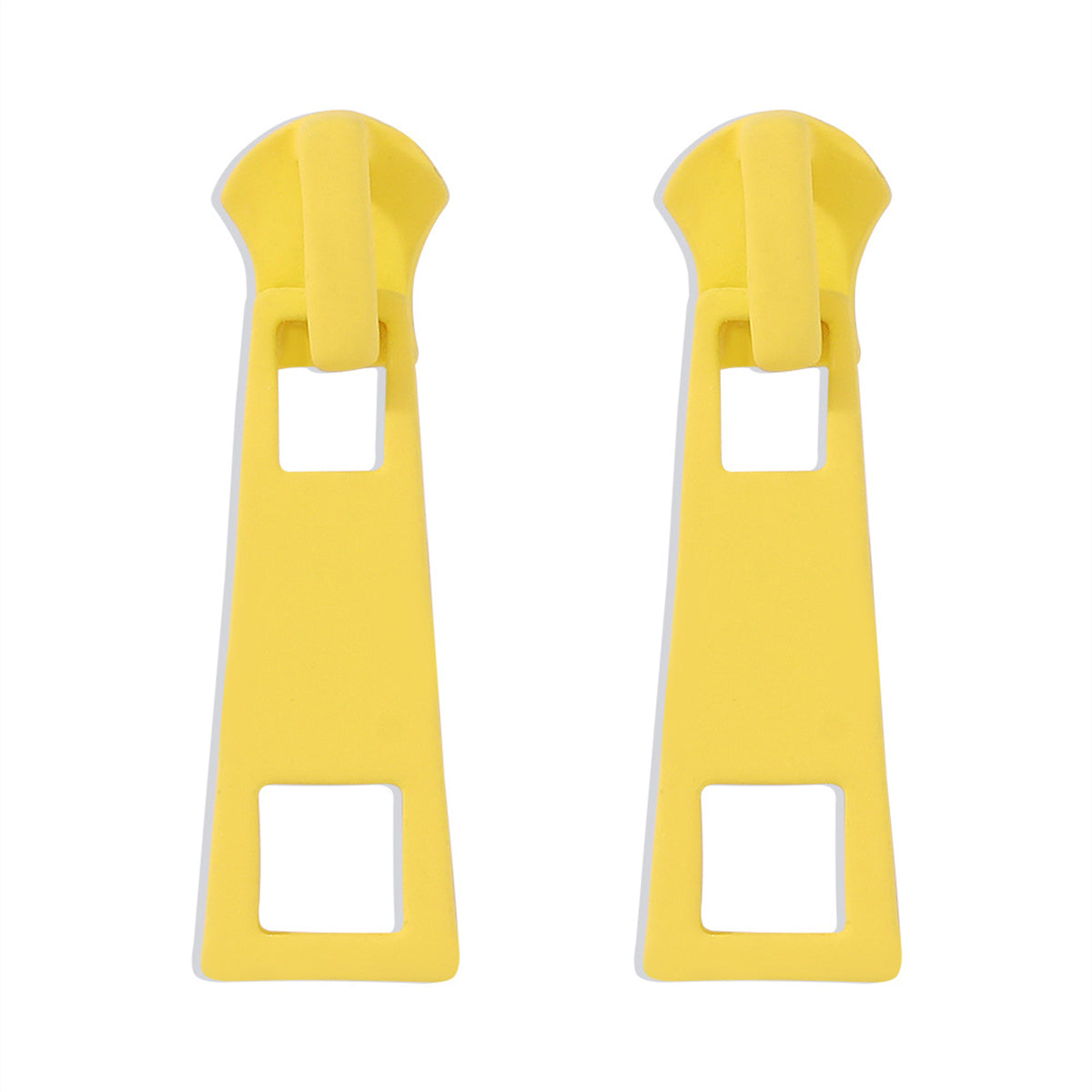 Yellow Enamel & Silver-Plated Zip Drop Earrings