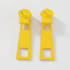 Yellow Enamel & Silver-Plated Zip Drop Earrings