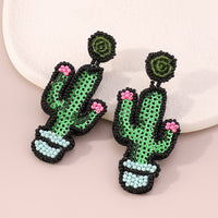 Howlite & Sequin Cactus Drop Earrings