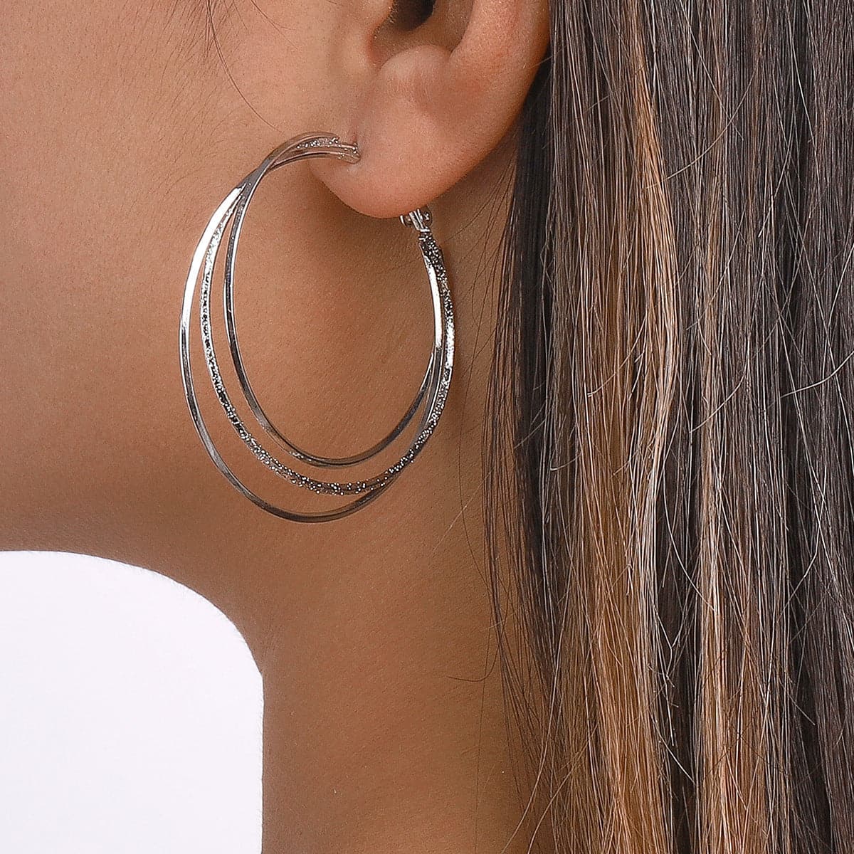 Silver-Plated Layered Hoop Earrings