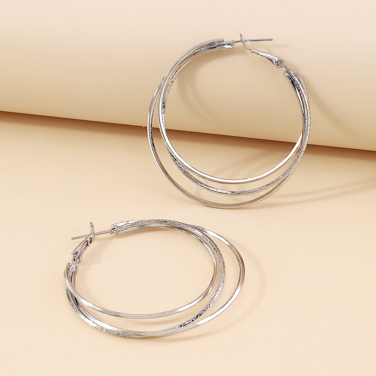 Silver-Plated Layered Hoop Earrings, botanical inspired, lifestyle look