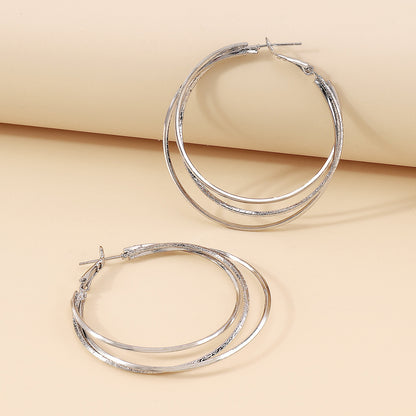 Silver-Plated Layered Hoop Earrings, botanical inspired, lifestyle look