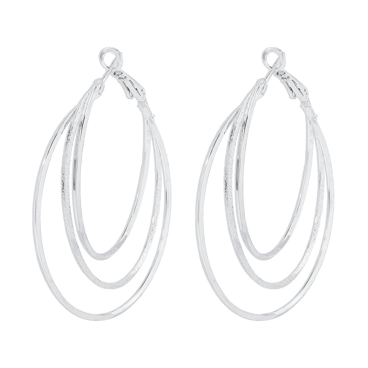 Silver-Plated Layered Hoop Earrings, botanical inspired, side view