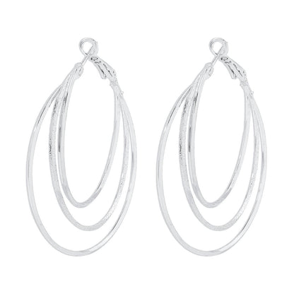 Silver-Plated Layered Hoop Earrings, botanical inspired, side view