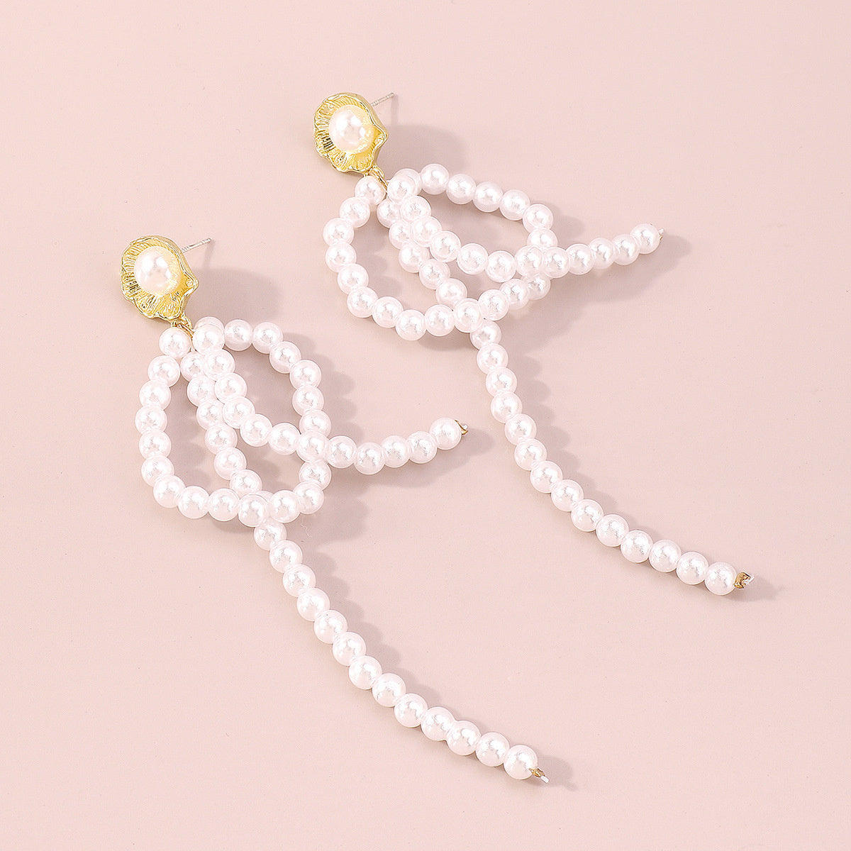 Pearl and 18K Gold-Plated Floral Loop Drop Earring, gold drop earrings for women, everyday style, lifestyle look