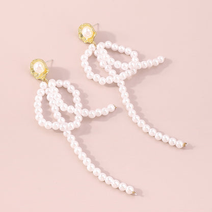 Pearl and 18K Gold-Plated Floral Loop Drop Earring, gold drop earrings for women, everyday style, lifestyle look