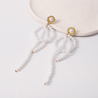 Pearl and 18K Gold-Plated Floral Loop Drop Earring, gold drop earrings for women, everyday style, styled look