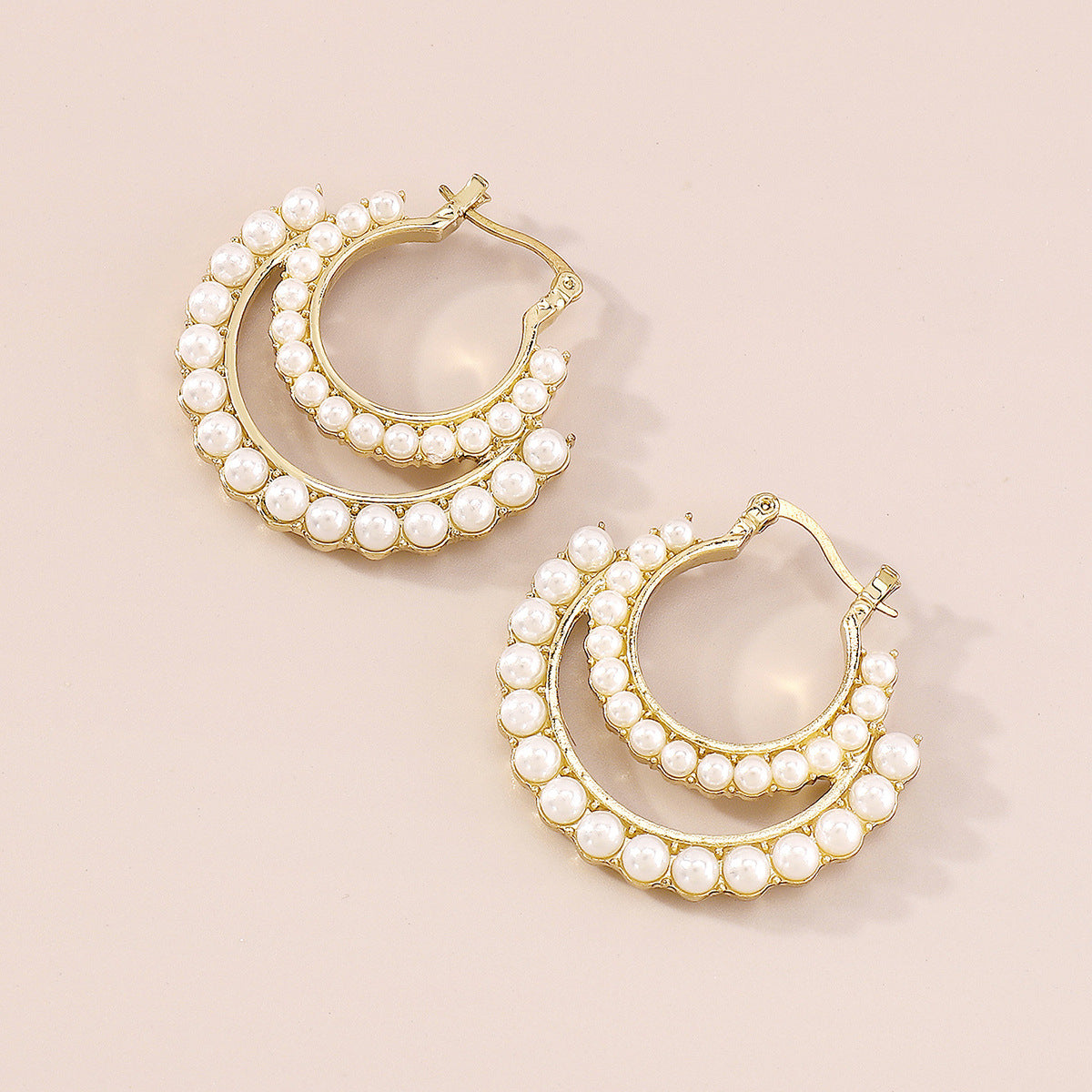 Pearl & 18K Gold-Plated Layered Hoop Huggie Earrings